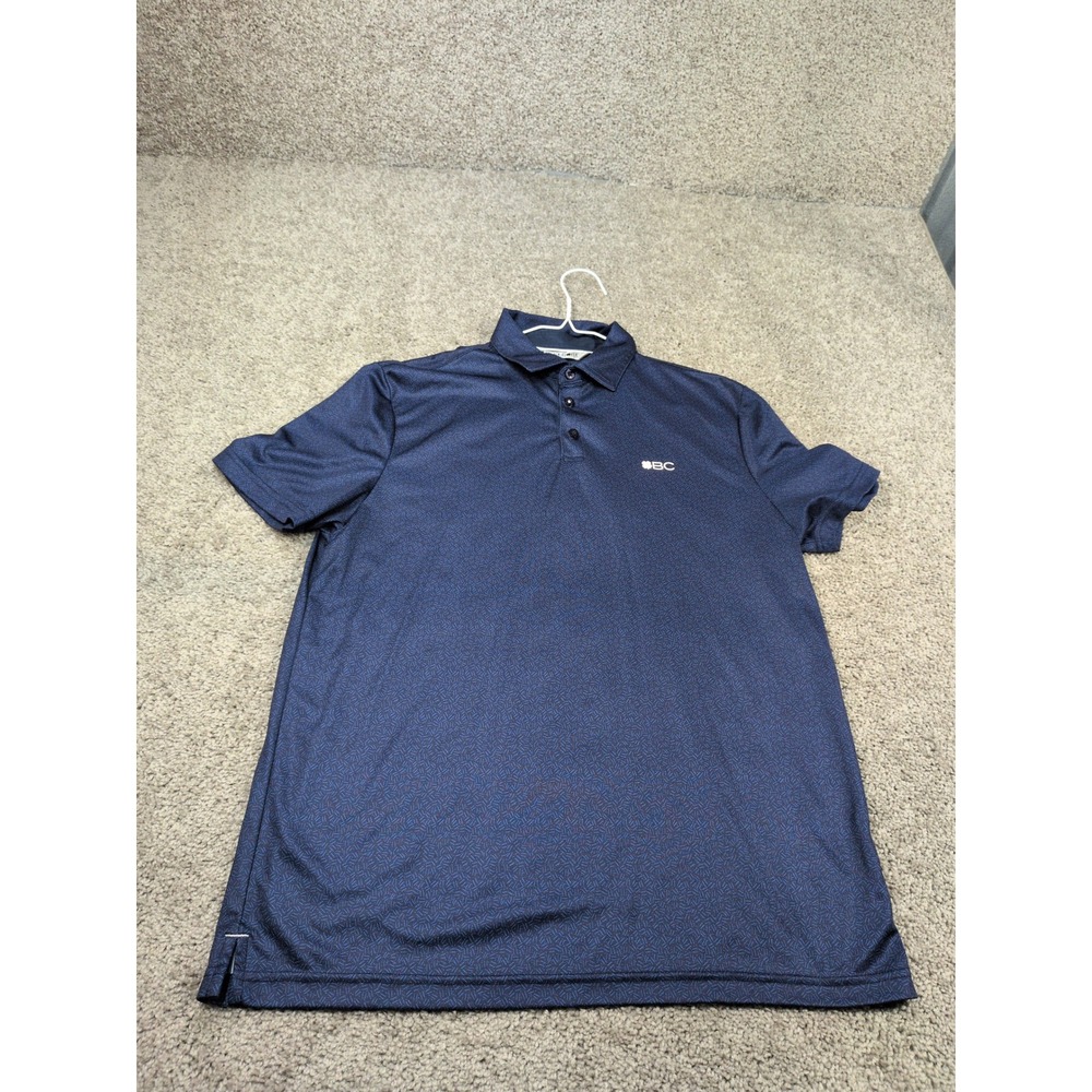 Black Clover Mens Live Lucky Golf Polo Navy Blue Geometric Pattern Size M BC